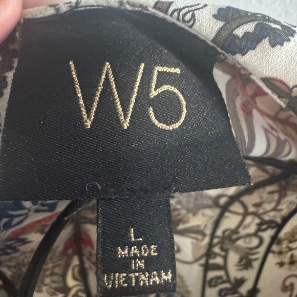 W5 Cream and Red Ruffled Long Sleeve Blouse - Picture 3 of 3